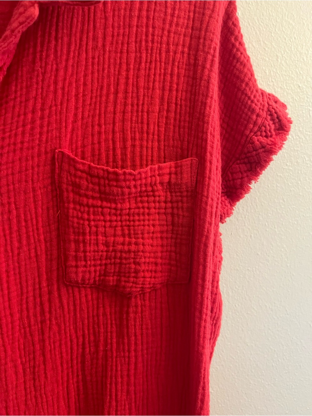 Umgee Red Gauze Button-Front Tunic - Picture 4 of 5